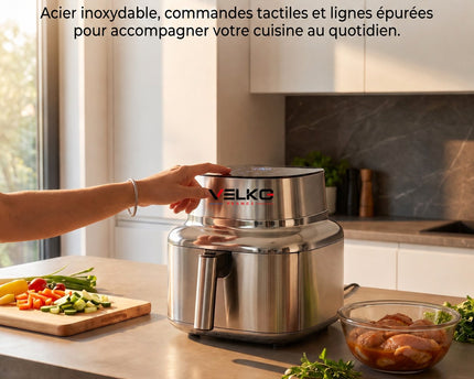 Air Fryer VELKO Auris 6 – 6,2 L – 1 725 W – Acier Inoxydable & Céramique – 30 à 230 °C