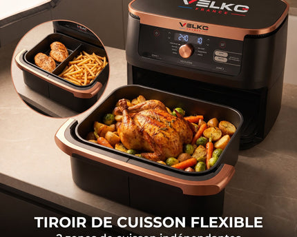 Air Fryer VELKO Majora 10 – 10,4 L – 2 Zones de Cuisson – 7 Fonctions – 2 470 W – 240 °C