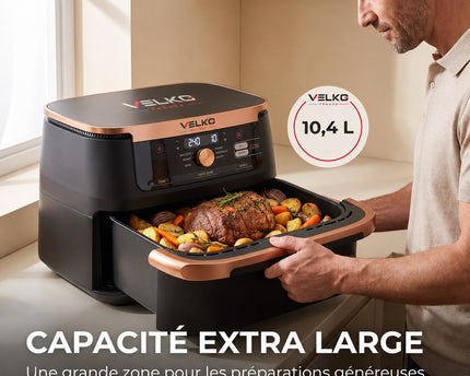 Air Fryer VELKO Majora 10 – 10,4 L – 2 Zones de Cuisson – 7 Fonctions – 2 470 W – 240 °C