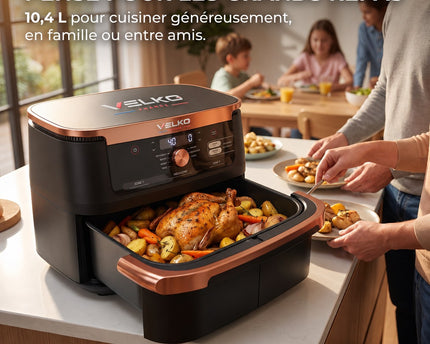 Air Fryer VELKO Majora 10 – 10,4 L – 2 Zones de Cuisson – 7 Fonctions – 2 470 W – 240 °C