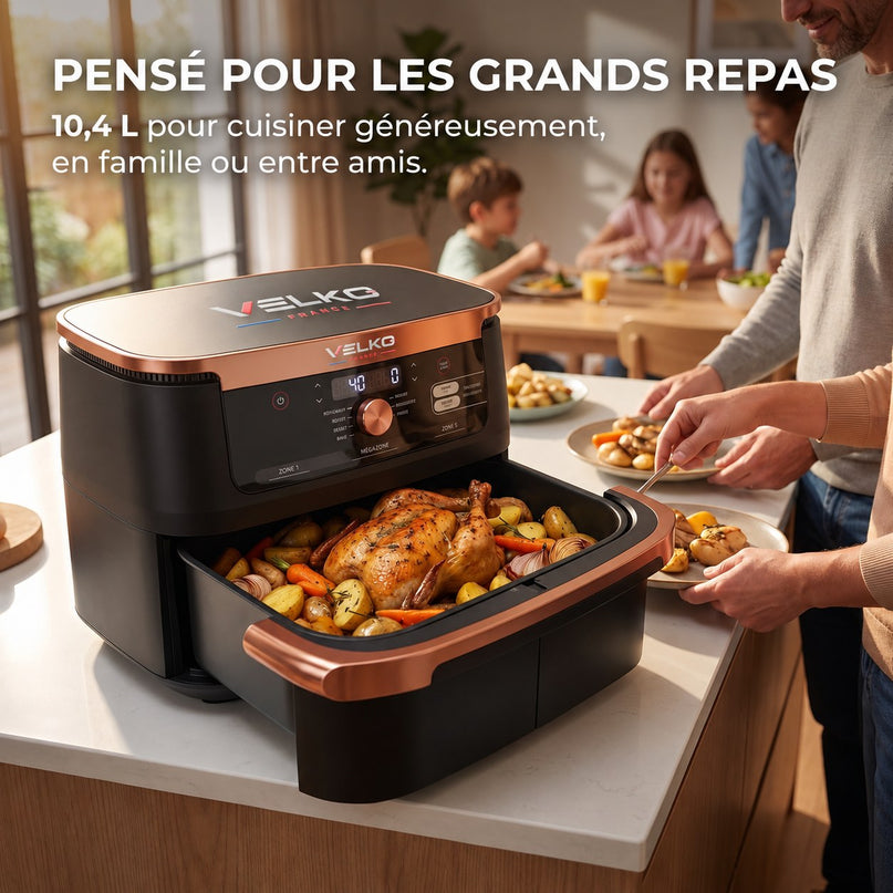 Air Fryer VELKO Majora 10 – 10,4 L – 2 Zones de Cuisson – 7 Fonctions – 2 470 W – 240 °C