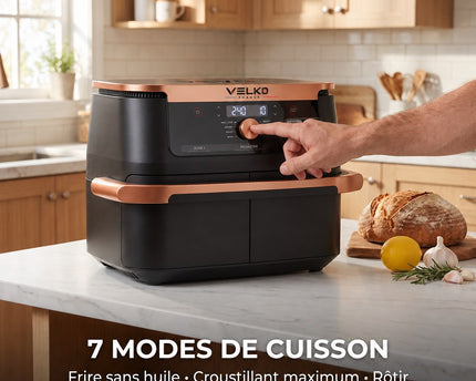 Air Fryer VELKO Majora 10 – 10,4 L – 2 Zones de Cuisson – 7 Fonctions – 2 470 W – 240 °C