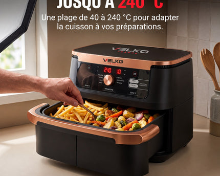 Air Fryer VELKO Majora 10 – 10,4 L – 2 Zones de Cuisson – 7 Fonctions – 2 470 W – 240 °C