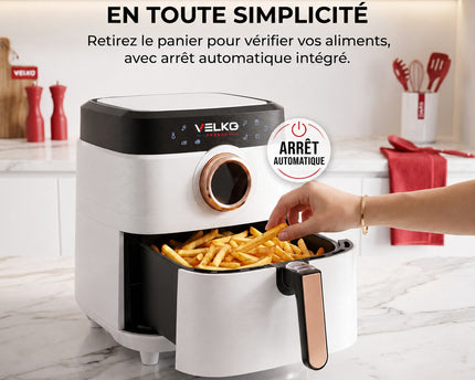 Airfryer VELKO Savoris 1700 – Friteuse à Air 1700 W – 8 Préréglages – Écran Tactile – Blanc