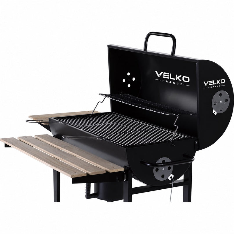 Barbecue Américain Charbon de Bois VELKO Granada – Grande Surface de Cuisson – Fumoir