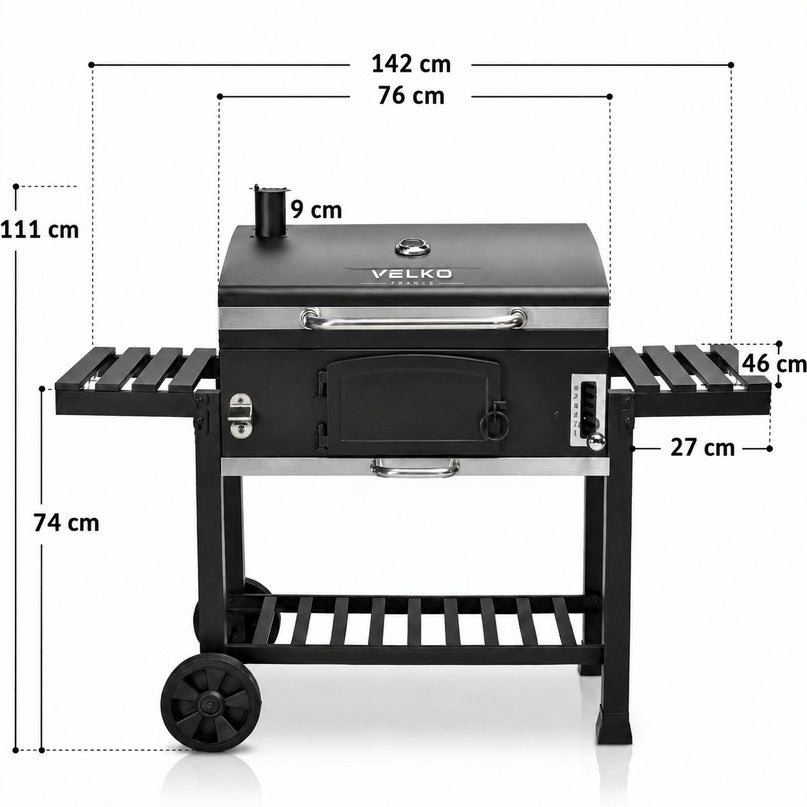 Barbecue Fumoir VELKO Toledo – XXL – Grille en fonte – Charbon