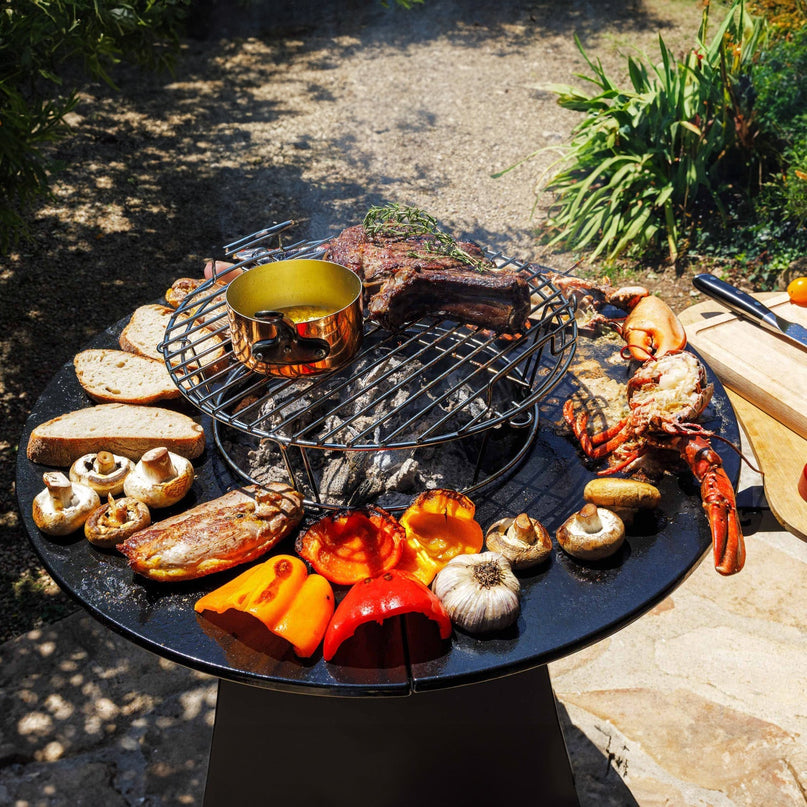 Brasero de cuisson bois & charbon avec plaque en fonte émaillée VELKO Vulcan