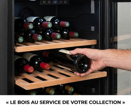 Cave à Vin de Vieillissement VELKO Héritage – 116 Bouteilles – 213 L – 4 Clayettes en Bois – Température Réglable