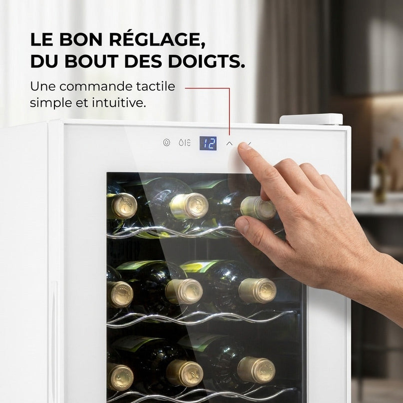 Cave à Vin VELKO Réserve 18 – 18 Bouteilles – 50 L – Refroidissement par Compresseur – 43 dB – Commande Tactile