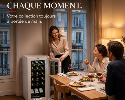 Cave à Vin VELKO Réserve 18 – 18 Bouteilles – 50 L – Refroidissement par Compresseur – 43 dB – Commande Tactile