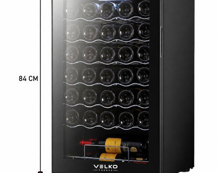 Cave à Vin VELKO Vendôme – 34 Bouteilles – 80 L – Température 5 à 18 °C – Refroidissement par Compresseur