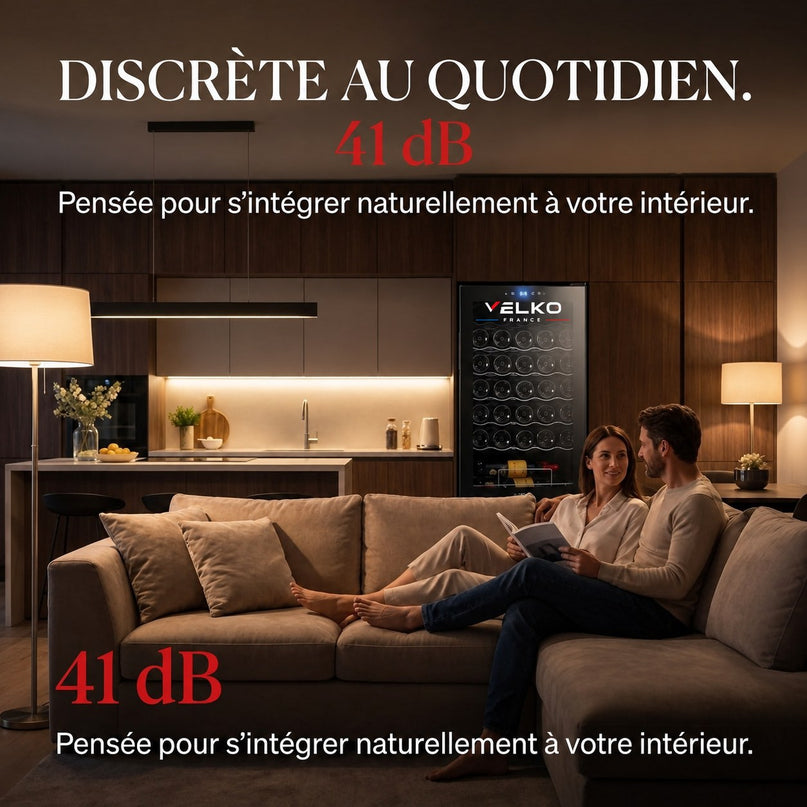 Cave à Vin VELKO Vendôme – 34 Bouteilles – 80 L – Température 5 à 18 °C – Refroidissement par Compresseur