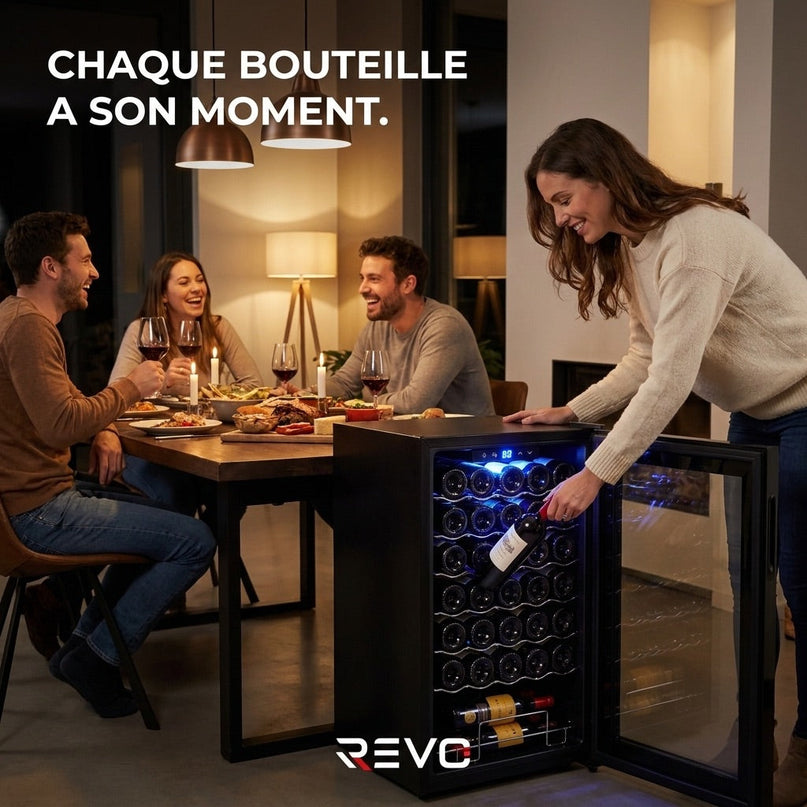 Cave à Vin VELKO Vendôme – 34 Bouteilles – 80 L – Température 5 à 18 °C – Refroidissement par Compresseur