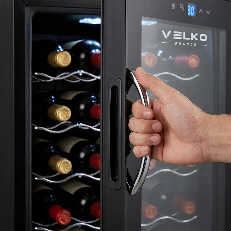 Cave à Vin VELKO Vendôme – 34 Bouteilles – 80 L – Température 5 à 18 °C – Refroidissement par Compresseur