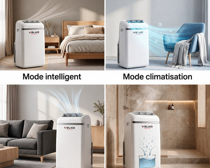 Climatiseur Mobile VELKO AirSense 10 – 10 000 BTU – Classe A+ – Climatisation, Ventilation & Déshumidification