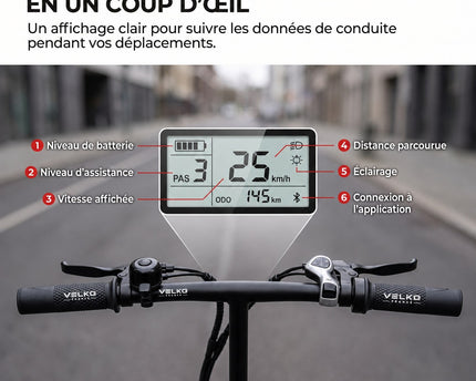 Draisienne Électrique Pliable VELKO Foldix 14 – 250 W – Batterie 36 V 12 Ah – Autonomie jusqu’à 50 km – Application – Roues 14"