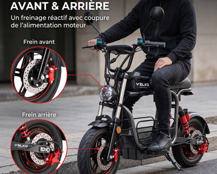 Draisienne Électrique VELKO Drivon 1500 – Jusqu’à 1500 W – Autonomie jusqu’à 72 km – Batterie 48 V 15,6 Ah – NFC & Freins Hydrauliques