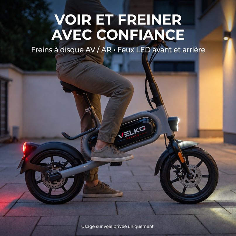 Draisienne Électrique VELKO Glide 14 – 350 W – Autonomie jusqu’à 15 km – Roues 14″ – Batterie Amovible 36 V 5,2 Ah