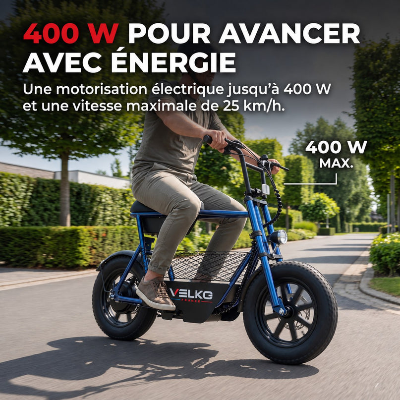 Draisienne Électrique VELKO Helix 16 – 400 W – Autonomie jusqu’à 30 km – Roues Fat 16" – Double Frein à Disque