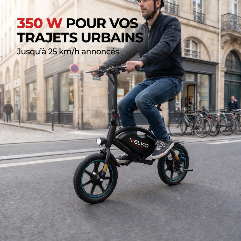 Draisienne Électrique VELKO UrbanRide 14 – 350 W – 25 km/h – Roues 14" – Bluetooth – Pliable