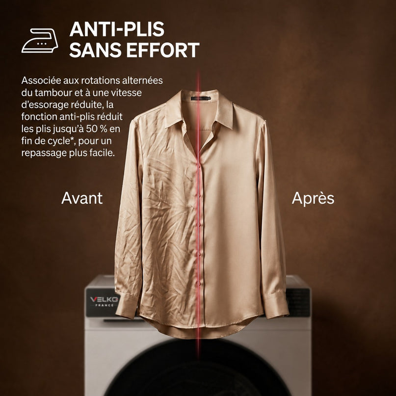 Lave-Linge Hublot VELKO Majesta 13 – Machine à Laver 13 kg – Classe A – 1400 tr/min – 15 Programmes – Vapeur & Connectée