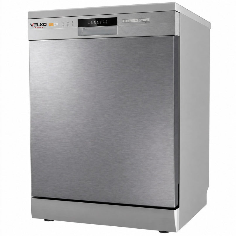 Lave-Vaisselle Pose Libre VELKO Soreva 12 – 12 Couverts – 47 dB – 6 Programmes – Lavage Hygiénique 72°C – Inox