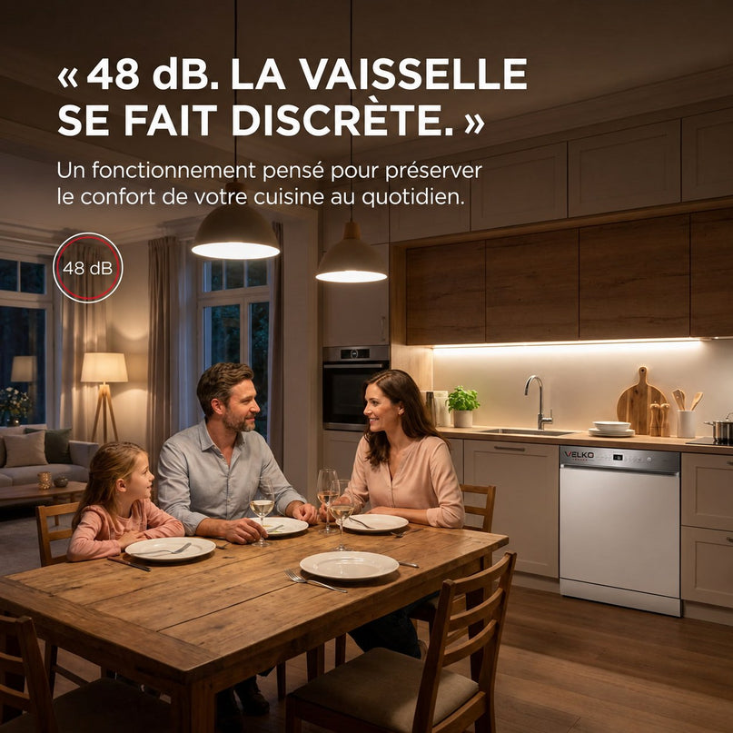 Lave-Vaisselle Tout Intégrable VELKO Integra 60 – 60 cm – 6 Programmes – 3 Options – 48 dB – Panier Réglable 3 Hauteurs