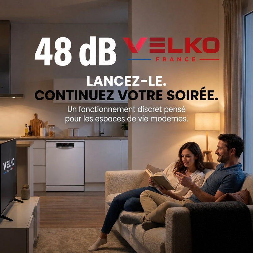 Lave-Vaisselle VELKO Clario – 60 cm – 6 Programmes – Séchage Extra – 48 dB – Panier Réglable 3 Niveaux