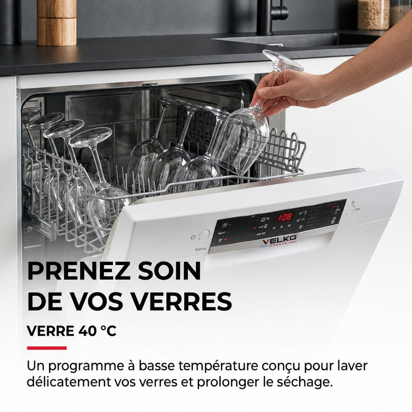Lave-Vaisselle VELKO Clario – 60 cm – 6 Programmes – Séchage Extra – 48 dB – Panier Réglable 3 Niveaux