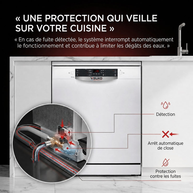 Lave-Vaisselle VELKO Clario – 60 cm – 6 Programmes – Séchage Extra – 48 dB – Panier Réglable 3 Niveaux