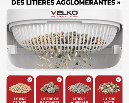 Litière Autonettoyante pour Chats VELKO Elyra 76 – Capacité 76 + 7 L – Application Wi‑Fi – Triple Désodorisation – Sécurité Multicapteurs