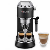 Machine à Expresso VELKO Velora – 15 Bar – 1 350 W – Buse Vapeur – Café Moulu & Dosettes ESE – Réservoir 1 L
