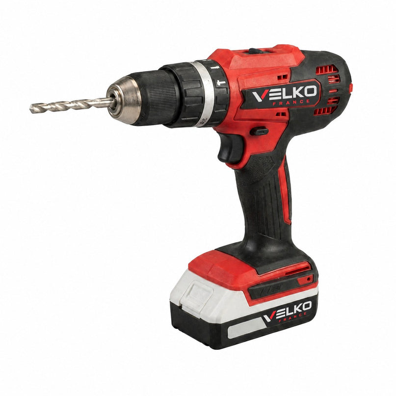 Perceuse Visseuse à Percussion Sans Fil VELKO Forge 42 – 18 V – 42 Nm – 2 Batteries 2 Ah – 74 Accessoires – Mandrin 13 mm