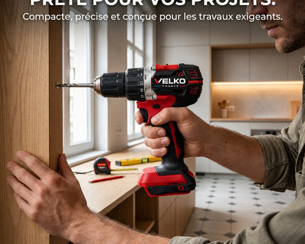 Perceuse-Visseuse Sans Fil VELKO Vortex 54 – 18 V – 54 Nm – Moteur Brushless – 2 Vitesses – Mandrin 13 mm – Produit Seul