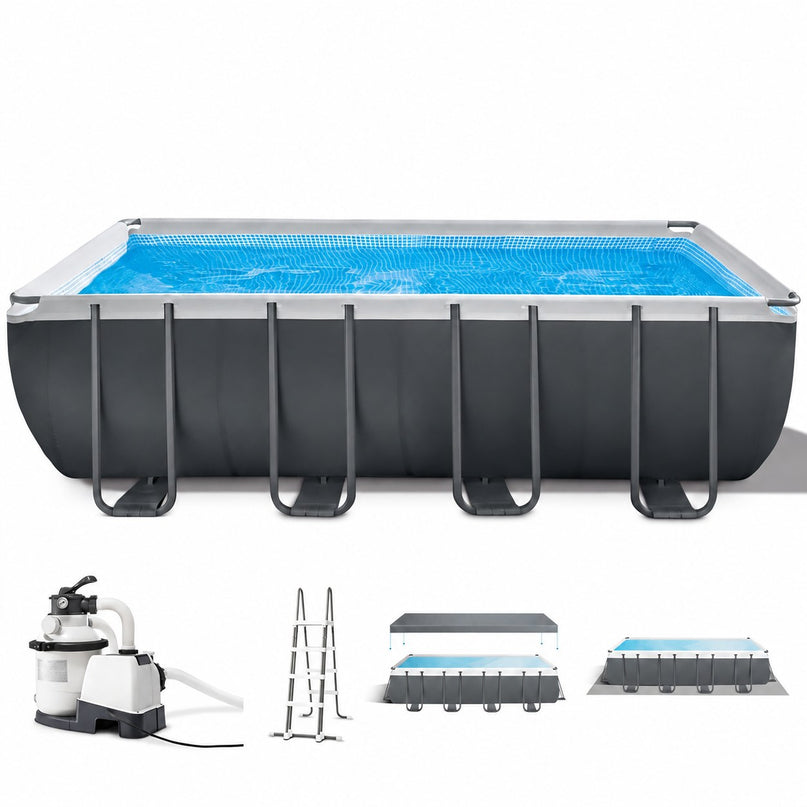 Piscine Hors-Sol Rectangulaire VELKO Aqua Pro 5 – 549 × 274 × 132 cm – 17 203 L – Filtre à Sable – Échelle & Bâche Incluses