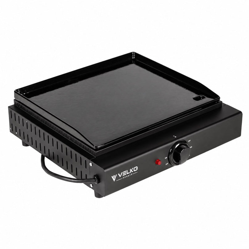 Plancha électrique VELKO Cadix – 2 kW – Plaque en fonte émaillée 43 × 37 cm