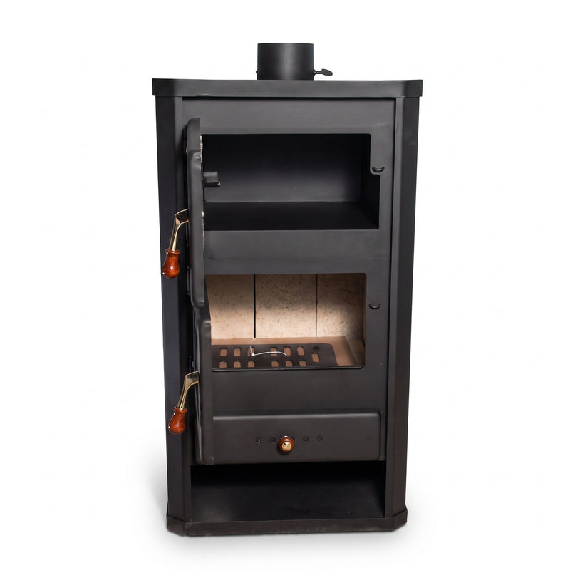 Poêle à bois VELKO 12 kW – Four intégré – Sortie supérieure