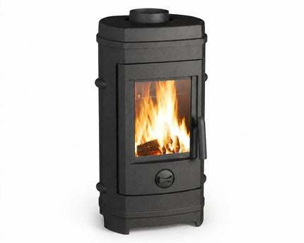 Poêle à bois VELKO 7 kW en fonte – Chargement frontal – Bûches 35 cm