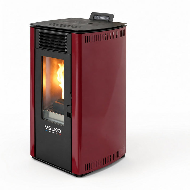 Poêle à granulés VELKO 8 kW – Acier – Programmable – Jusqu'à 200 m³