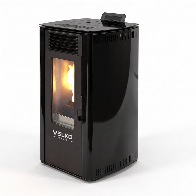 Poêle à granulés VELKO 8 kW – Acier – Programmable – Jusqu'à 200 m³