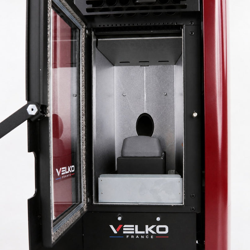 Poêle à granulés VELKO 8 kW – Acier – Programmable – Jusqu'à 200 m³