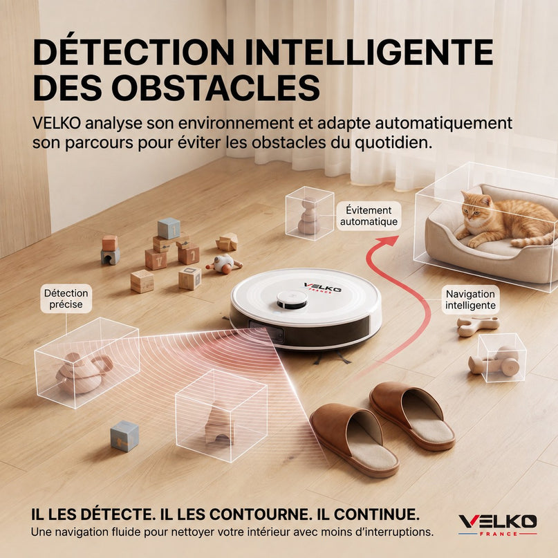Robot Aspirateur Laveur 3-en-1 VELKO Aero 6 – 6 000 Pa avec Station de Vidage Automatique