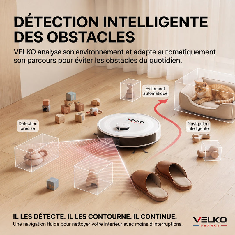 Robot Aspirateur Laveur 3-en-1 VELKO Aero 6 – 6 000 Pa avec Station de Vidage Automatique