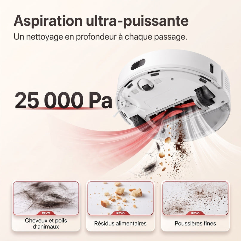 Robot Aspirateur Laveur VELKO Apex 25 Blanc – 25 000 Pa avec Station Multifonctionnelle & Navigation Intelligente