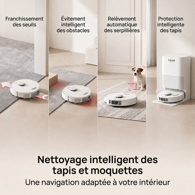 Robot Aspirateur Laveur VELKO Vortex 19 – 19 000 Pa avec Station Automatique & Navigation Intelligente