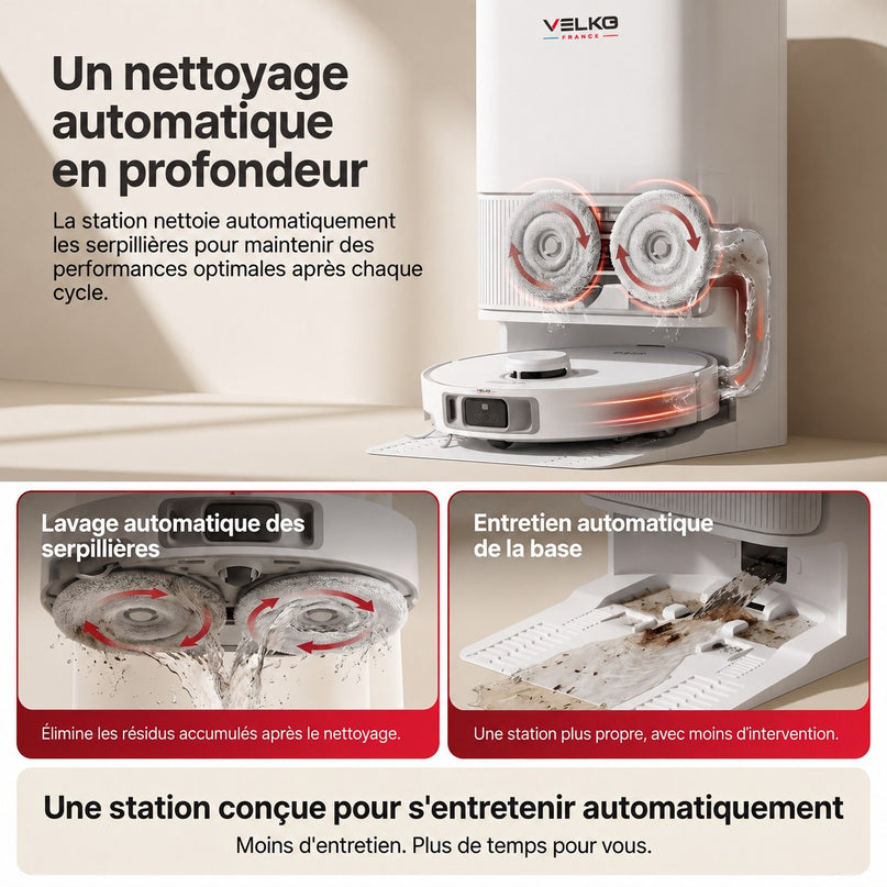 Robot Aspirateur Laveur VELKO Vortex 19 – 19 000 Pa avec Station Automatique & Navigation Intelligente