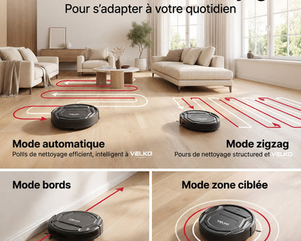 Robot Aspirateur VELKO SlimForce 22 – 2 200 Pa, Connecté & Autonomie 120 min