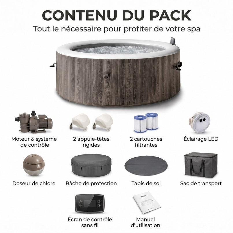 Spa Gonflable VELKO Aqua Lounge – 6 Places – 170 Jets – Chauffage 40°C – Wi-Fi