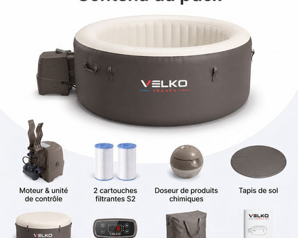 Spa Gonflable VELKO Aqua Max – 8 Places – 170 Jets – Chauffage 40°C