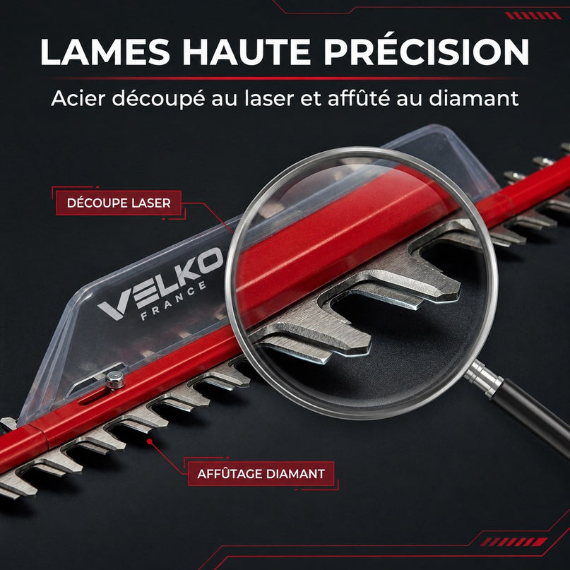 Taille-Haie Électrique VELKO Blade 67 – 700 W – Lame 71 cm – Coupe 67 cm – Écartement 30 mm – Poignée Pivotante
